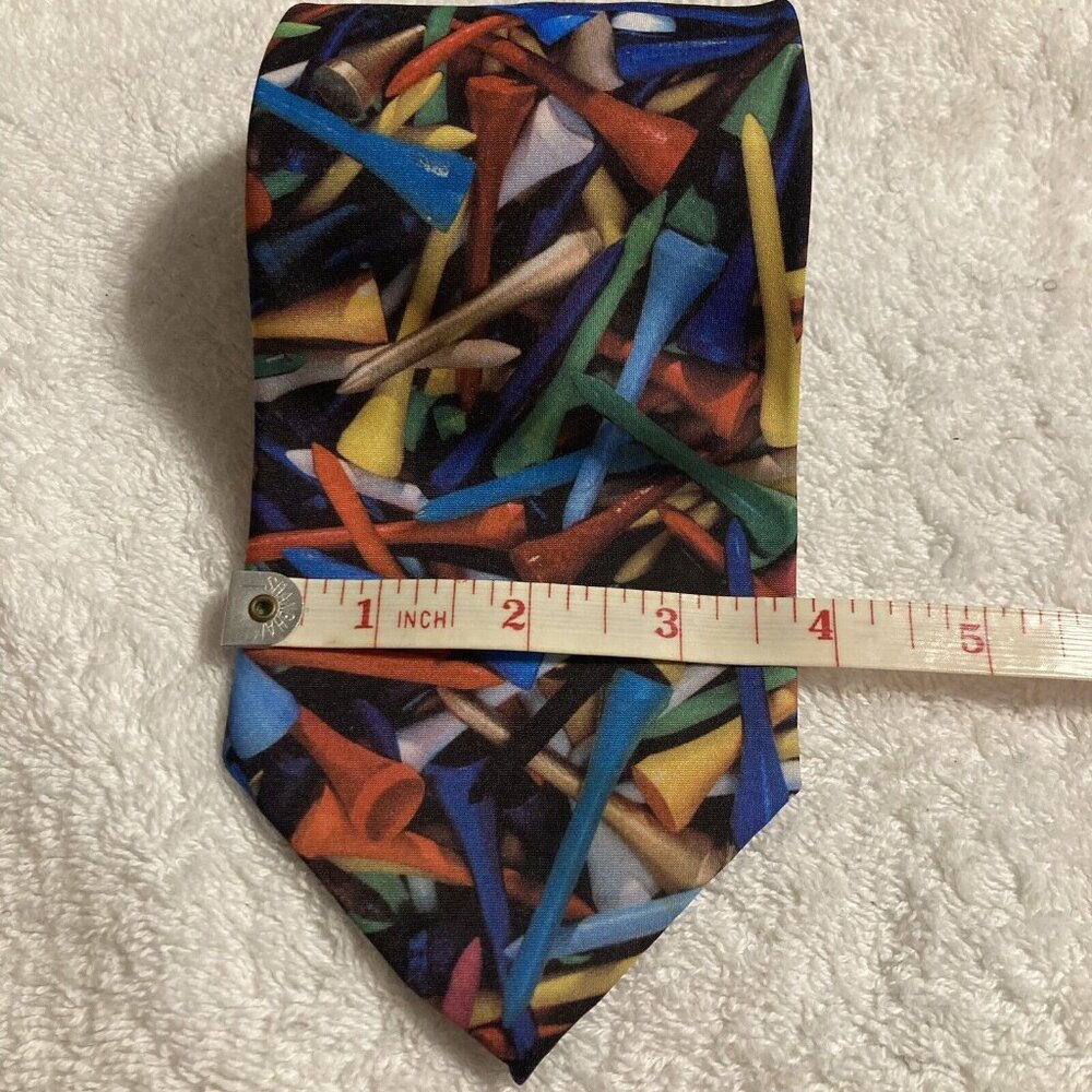 Ralph Marlin Men's Polyester Necktie Multicolor Golf Tees 1994 Made USA . - Picture 3 of 5